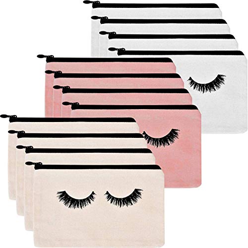 Yarachel Eyelash Makeup Bags - 12 Pieces Cosmetic Bags Travel Make up Pouches with Zipper for Women and Girls (12 Pieces, White,Beige and Pink) 1 Yarachel Eyelash Makeup Bags - 12 Pieces Cosmetic Bags Travel Make up Pouches with Zipper for Women and Girls (12 Pieces, White,Beige and Pink)