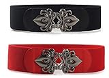 Fasker 2 Pack Womens Vintage Waist Belt Wide Elastic Stretch Retro Cinch Belt