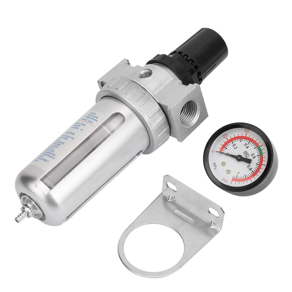 1/2inch BSP Air Filter Regulator Moisture Trap Oil Water Lubricator with Mount Connection for Compressor and Air Tools