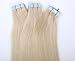 Fabwigs Tape In Human Hair Extensions - 16 Inch/30 Grams 20pcs #60 Platinum Blonde - Silky Straight Skin Weft Human Remy Hair