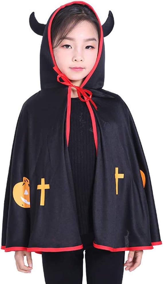Amazon Co Jp デマ クト De Markt ハロウィンマント ちゃんマント 牛の角 十字架 子供用 肩下約48cm フード付き コスプレ コスチューム 魔女 小悪魔 仮装用 ４色選ぶ 服 ファッション小物
