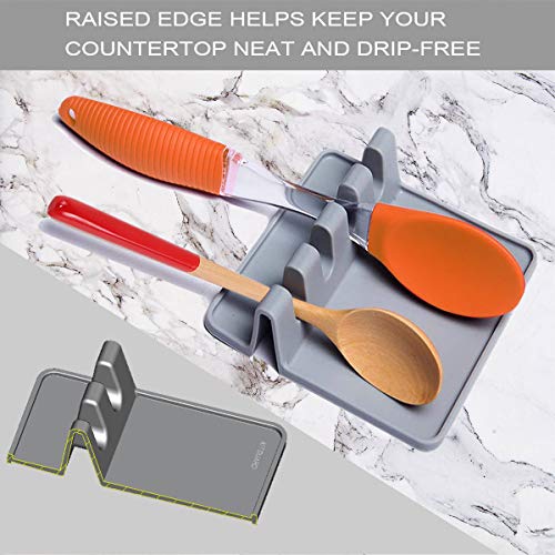 Spoon Rest Gray,Silicon Spoon Rest Mat,Stove Spoon Rest,Utensil Spoon Rest,Silicon Spoon Rest, Kitchen Utensil Rest,Silicone Spoon Rest-by KITGUARD