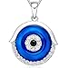 Evil Eye Necklace CZ Rhodium Plating Navy Blue Fashion Jewelry, Lucky BFF Anniversary Gift for Women, 18