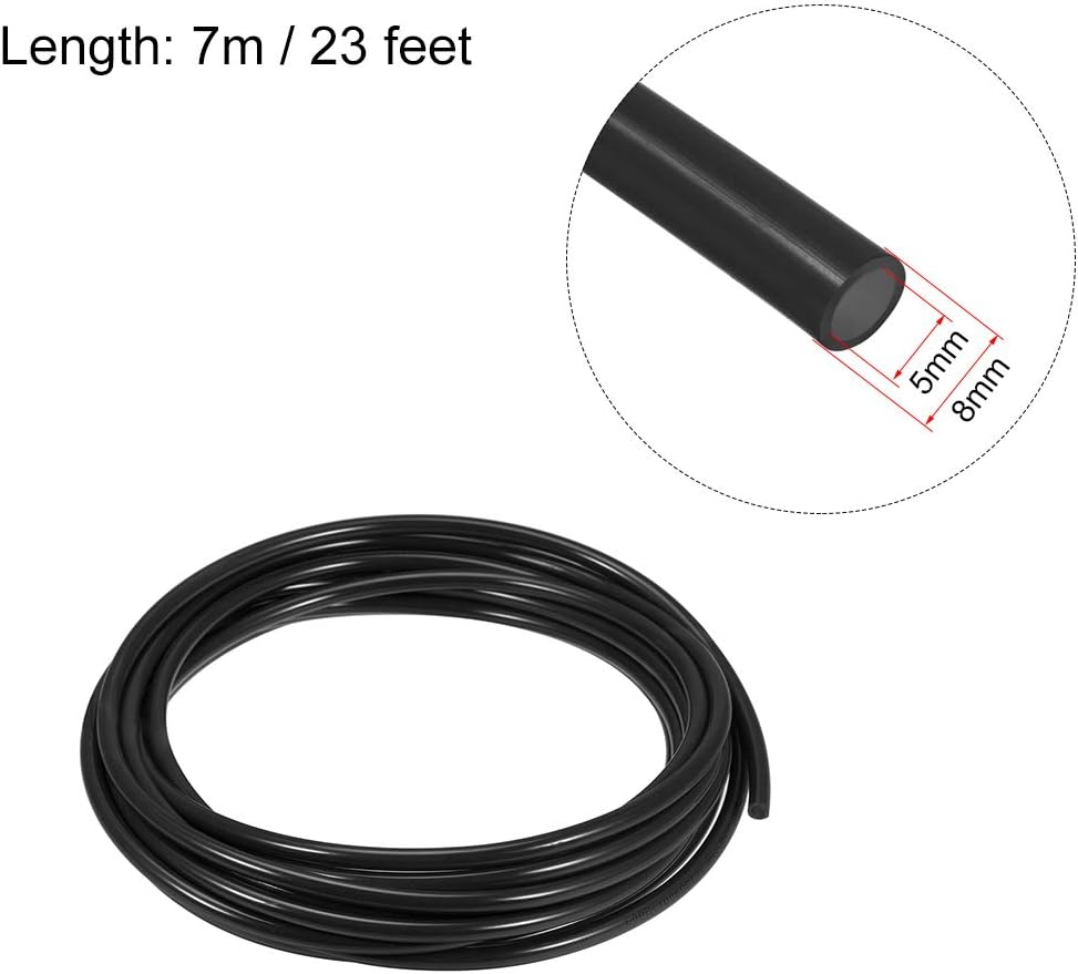 sourcing map Pneumatic Air Tubing, 8mm OD x 5mm ID 7m (275 Inch) PU Polyurethane Air Compressor Tubing Hose Pipe Black - Image 3