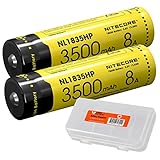 Nitecore NL1835HP 3500mAh High Performance Li-ion Rechargeable Batteries (Pair) for High Drain Flashlights Like EC23, HC33, MH12GTS, Fury with LumenTac Battery Organizer