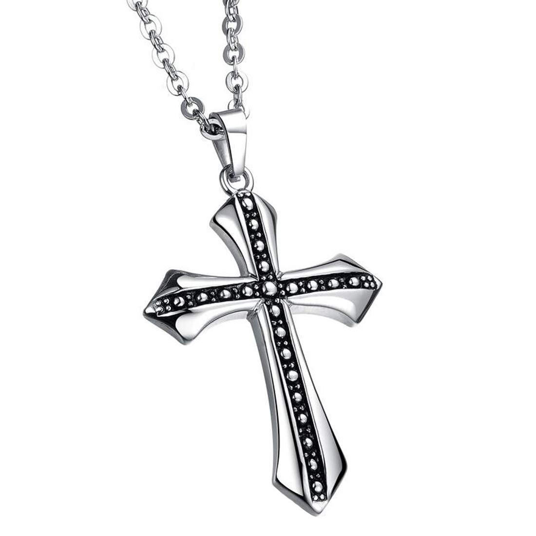 Caimeytie Men Necklace Cross Pendant Stainless Steel men's gift Valentines gifts for your love