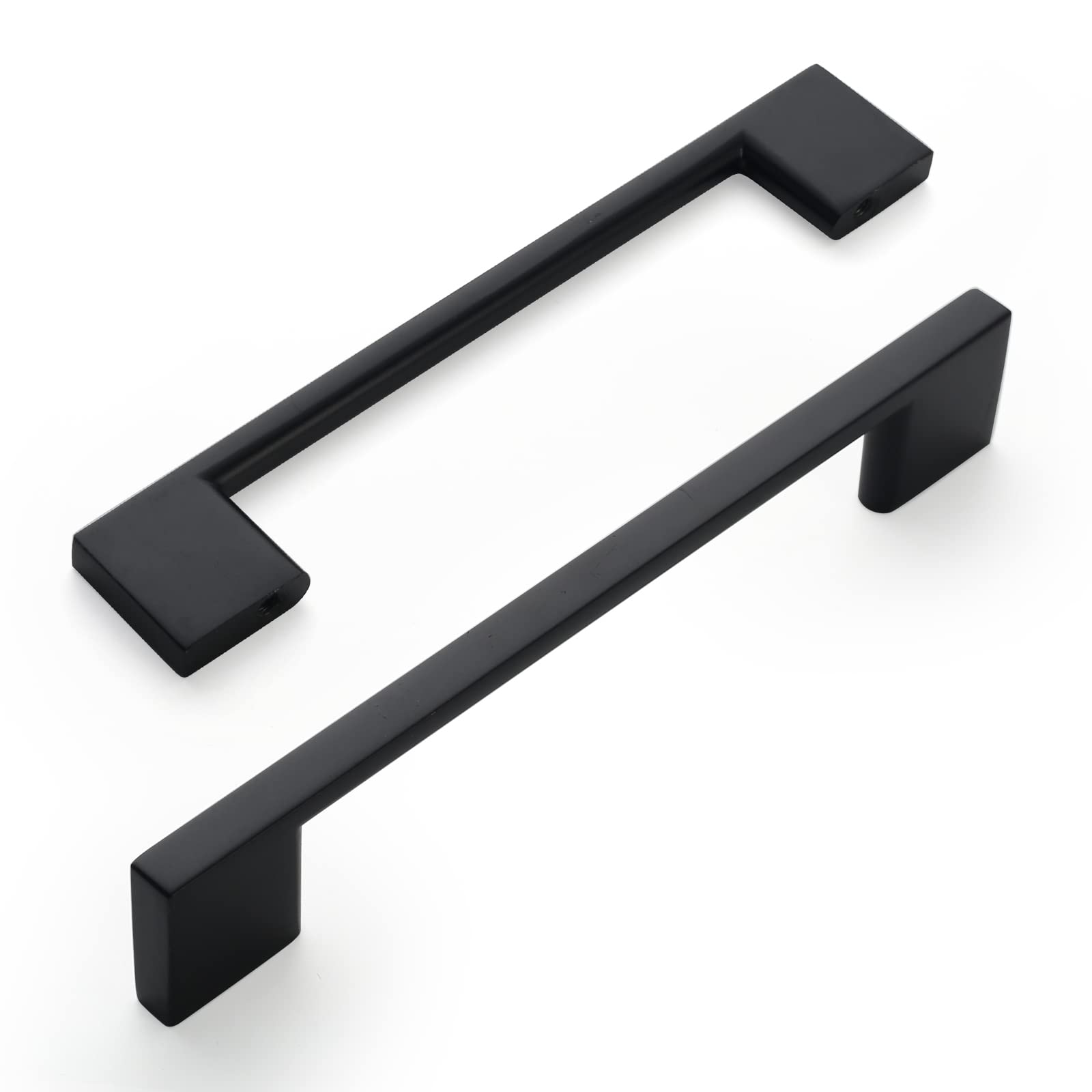 Amerdeco 5 Pack Matte Black Cabinet Pulls 128MM Hole Centers Kitchen Cabinet Handles Hardware Kitchen Handles for Cabinets Cupboard Handles Drawer Pulls UK0044