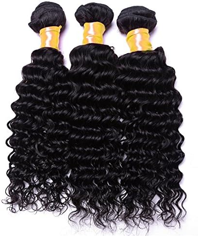 Oriental Show 8~30 inches 6A Brazilian Deep Wave, Pack of 3(Mixed Length), 100% Unprocessed Virgin Human Hair, 300g Total(100g Each), Natural Color (22 24 26)