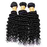 Oriental Show 8~30 inches 6A Brazilian Deep Wave, Pack of 3(Mixed Length), 100% Unprocessed Virgin Human Hair, 300g Total(100g Each), Natural Color