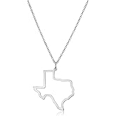 MORGAN & PAIGE .925 Sterling Silver Rhodium Plated US Home States Outline Map Pendant Necklaces for Women - Long Distance Friendship Dainty Hypoallergenic Sterling Silver Necklace for Women 18 inch