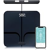 FITDAYS 8-Electrode Smart Scale: Full Body Composition Analyzer, 27 Metrics via Bluetooth Fitdays APP, 400lbs（FI2211WB-BLACK）