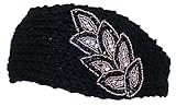 Best Winter Hats Solid Color Knit Headband W/Jeweled Leaf Bunch (One Size)