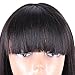 HAIRWAY Black Long Straight Wig for Women 14 Inch 50% Human Hair Wigs with Bangs for Daily Party Use