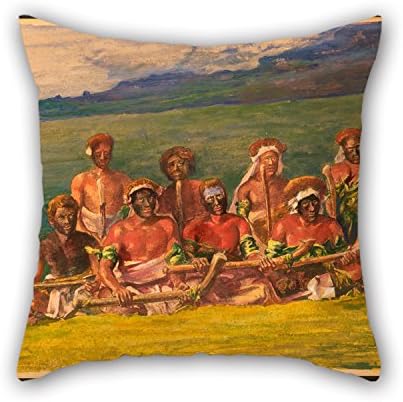 Oil Painting John La Farge - Chiefs And Performers In War Dance, Fiji Pillowcover Best For Study Room Bar Floor Boys Kids Girls Car Seat 16 X 16 Inches / 40 By 40 Cm(both Sides)