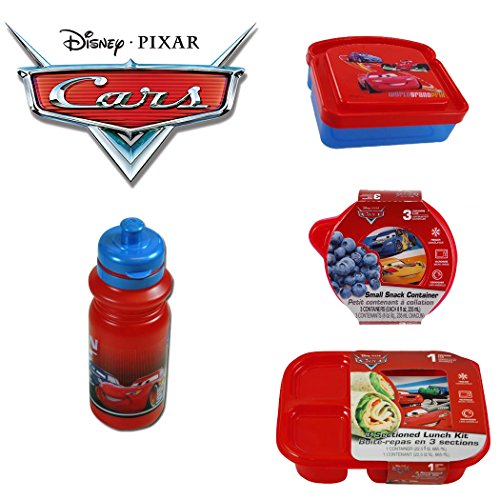 Buy Disney Cars Boys 6 Piece Reusable Lunch Container Kit Water Bottle, Sandwich, Snack and