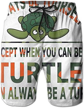 LUASD Men's Camouflage Always Be Yourself Turtle Quick Drying Breathable Beach Pants Swim Trunks Large