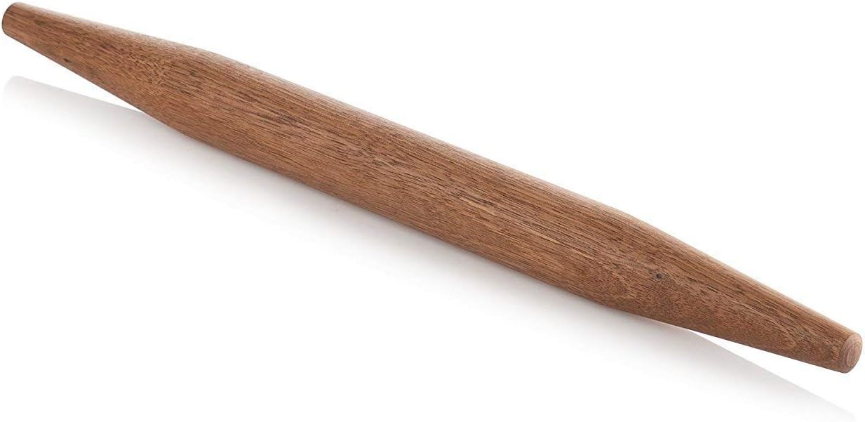 Rustic Walnut French Rolling Pin, Solid Wood Design, Measures 50 cm. or 19.7 in.