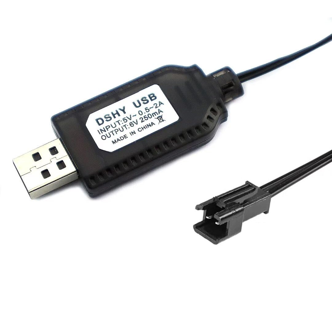Battery Charger Cable USB Charging Cord 6V for LiPo Rechargeable Batteries Pack SM-2 Pin Plug Used on RC Toys Car TANK Trucks Trains Boat