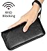Iswee RFID Blocking Women's Leather Zipper Closure Wristlet Slim Wallet Card Case Purse Clutch (Black)