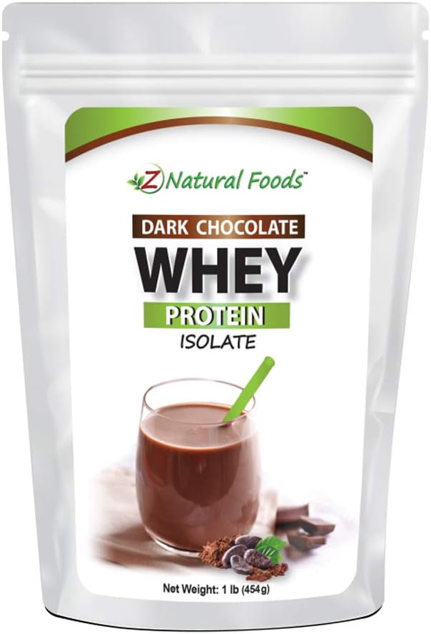 Whey Protein Isolate - Dark Chocolate Flavor with Zero Sugar - Delicious All Natural Protein Powder - Mix in Smoothie, Shake, Juice, Or Recipe - Hormone Free, Non GMO, & Gluten Free - 1 lb