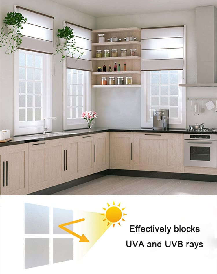 Window Privacy Film Frosted Glass Window Film 17.7\'\'x118\'\' Clear Contact Paper Self-Adhesive Book Cover Removable Protective Film Waterproof Liner Drawer Shelf Kitchen Cabinet Desk Fridge Roll