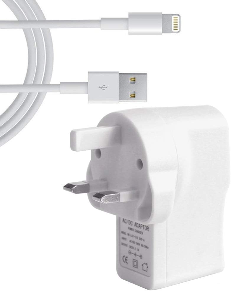 iQualTech Compatible with iPhone Fast Charger 2.1 amp Light Weight USB Mains Charger with Charging Cable (3 Pack)