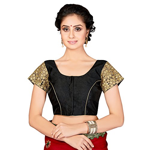Trendyfashionmall readymade silk blouse with gold patch…