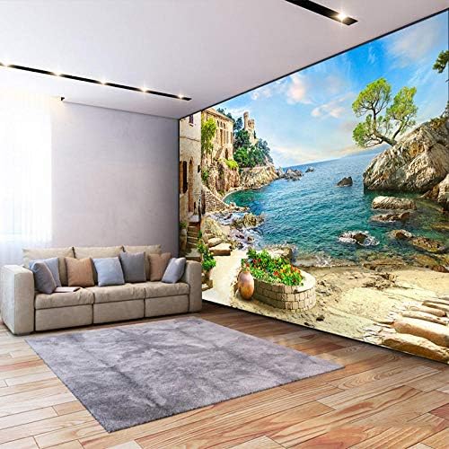 保障 Empty 3d壁壁画モダンな海辺の風景写真壁紙リビングルーム寝室レストラン背景壁の装飾papelde Parede D 450x300cm 3