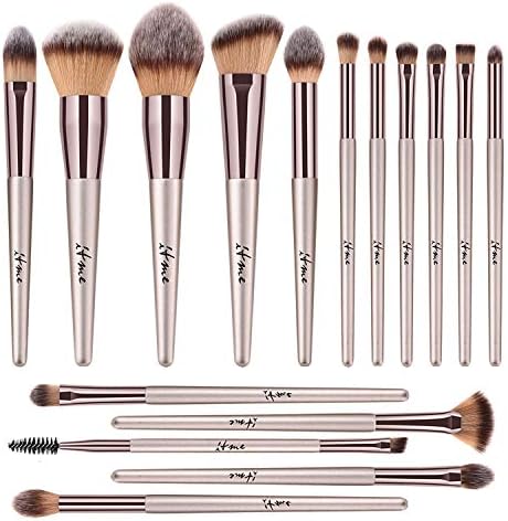 Makeup Brushes, ITME [Upgrade Version] 16 PCS Premium Makeup Brush Synthetic Cosmetics Professional Handle Makeup Brushes set, Kabuki Foundation Blending Makeup Brush Kit (Rose Gold Champagne)
