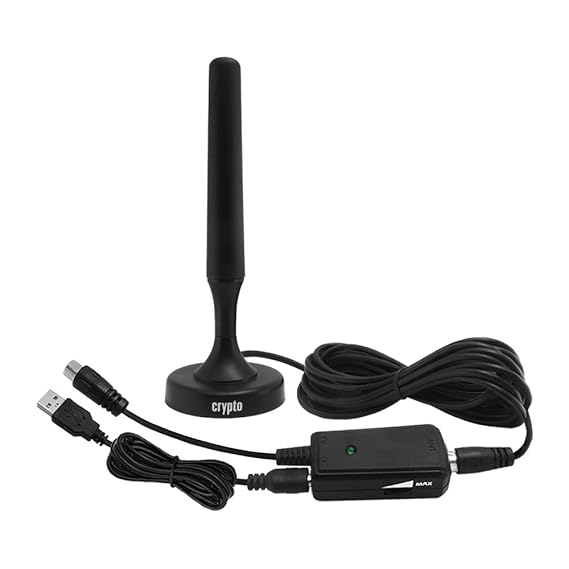 Crypto DA 100 DVB-T2 Fernseher TV Radio, Zimmerantenne (Passiv/Aktiv) 30 Meilen Reichweite, mit Antennenverstärker Magnetfuß,