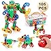 GARUNK 105 Pcs STEM Toys Kit, Educational Construction Engineering Building Blocks Learning Set for Ages 3 4 5 6 7 8 9 10 Year Old Boys & Girls with Power Drill, Creative Games & Fun Activity