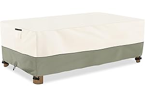 LSongSKY Outdoor Coffee Table Cover,Waterproof Rectangular Patio Small Side Table Cover,42 x 26 x 16 inch,Outdoor Table Covers Waterproof Rectangle,White&Grey-Green.
