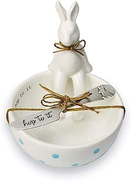 Mud Pie Sitting Bunny Dip Cup Set of 2 (Hop To It) Chip