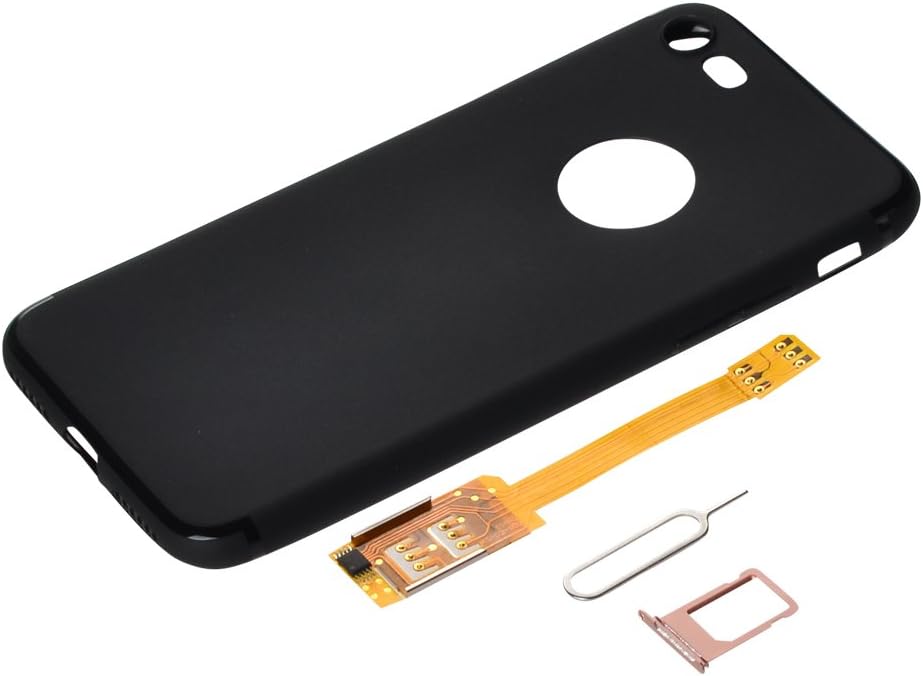 BRIDGOR Dual SIM Adapter,add SIM for GSM to iPhone 7 Plus,Put in Overseas SIM Convenient for Overseas Business Trips and Perform Dual Standby with Roaming and on-site SMS at Local SIM Possible-Black