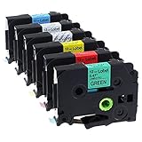 Label KINGDOM Compatible Brother P-touch Label Tape TZ TZe, Standard Laminated Tapes Combo Set Replacement TZ131 TZ231 TZ431 TZ531 TZ631 TZ731, 1/2 Inch x 26.2 Feet, 6 Pack