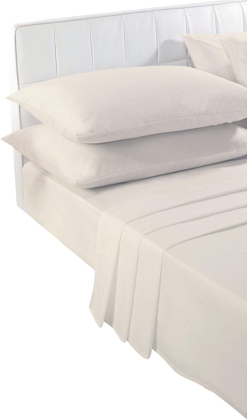 Voice 7 Non Iron Poly Cotton Pillow Cases Pair only - 21 Colors Choice (Cream)