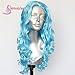 SAPPHIREWIGS 13x4 Synthetic Lace Front Wigs Natural Wavy for Women Heat Resistant Wigs for Daily Party Use 20 Inch (Light Blue)