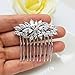 SELOVO Bridal Hair Pin Comb Leaf Marquise Shape Cubic Zirconia Clear Silver Tone