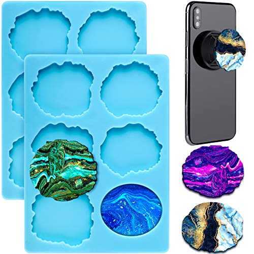 Pieces Mobile Phone Grip Silicone Molds, Irregular Round Phone Grip  Silicone Molds, Glossy Round Epoxy Resin
