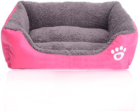 Pawstrip Candy Color Dog Bed PP Cotton Padded 26.7" x 21.6" x 6.3" (Large, Pink)