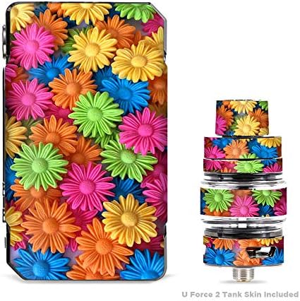 IT'S A SKIN Decal Vinyl Wrap for VooPoo Drag Mini & UForce T2 Tank Vape Sticker Sleeve Cover/Colorful Wax Daisies Flowers
