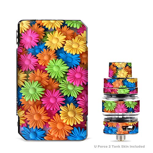 IT'S A SKIN Decal Vinyl Wrap for VooPoo Drag Mini & UForce T2 Tank Vape Sticker Sleeve Cover/Colorful Wax Daisies Flowers