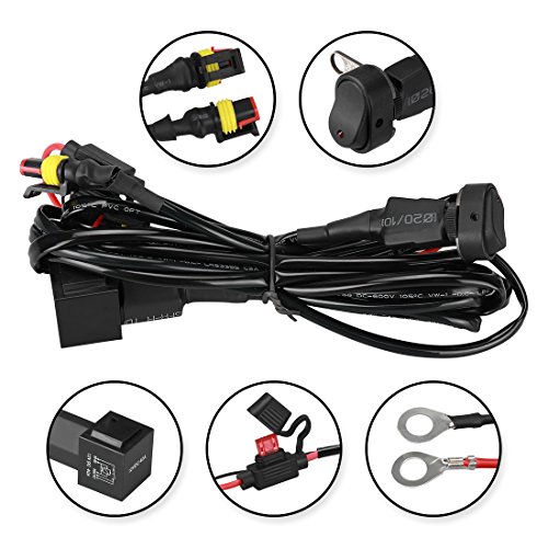 TOPPOWER 40A Universal Car Work Fog Light 12V Wiring Harness Switch On/Off For Motorcycle BMW R1200G Auxiliary Fog Light