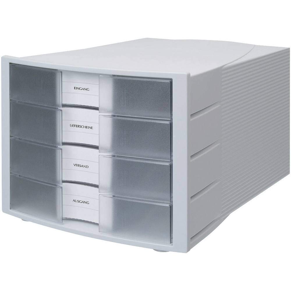 HAN 1010-X-63, IMPULS Drawer Set. Innovative, attractive design of superior quality. With large inscription label und 4 closed drawers, light-grey/ translucent clear