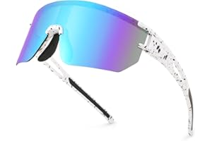 WANWAN Men Women Cycling Sunglasses, 80s Sport Baseball Mirrored Sun Glasses for Youth Adults Running Softball