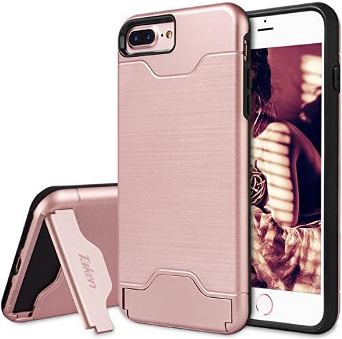 iPhone 8 Plus Case,iPhone 7 Plus Case, TAKEN DIRECT Slim Dual Layer Soft Silicone &amp; Hard Back Cover Bumper Protective Shock-Absorption &amp; Skid-proof Anti-Scratch Hybrid Case for Apple 5.5 in- Rose Gold