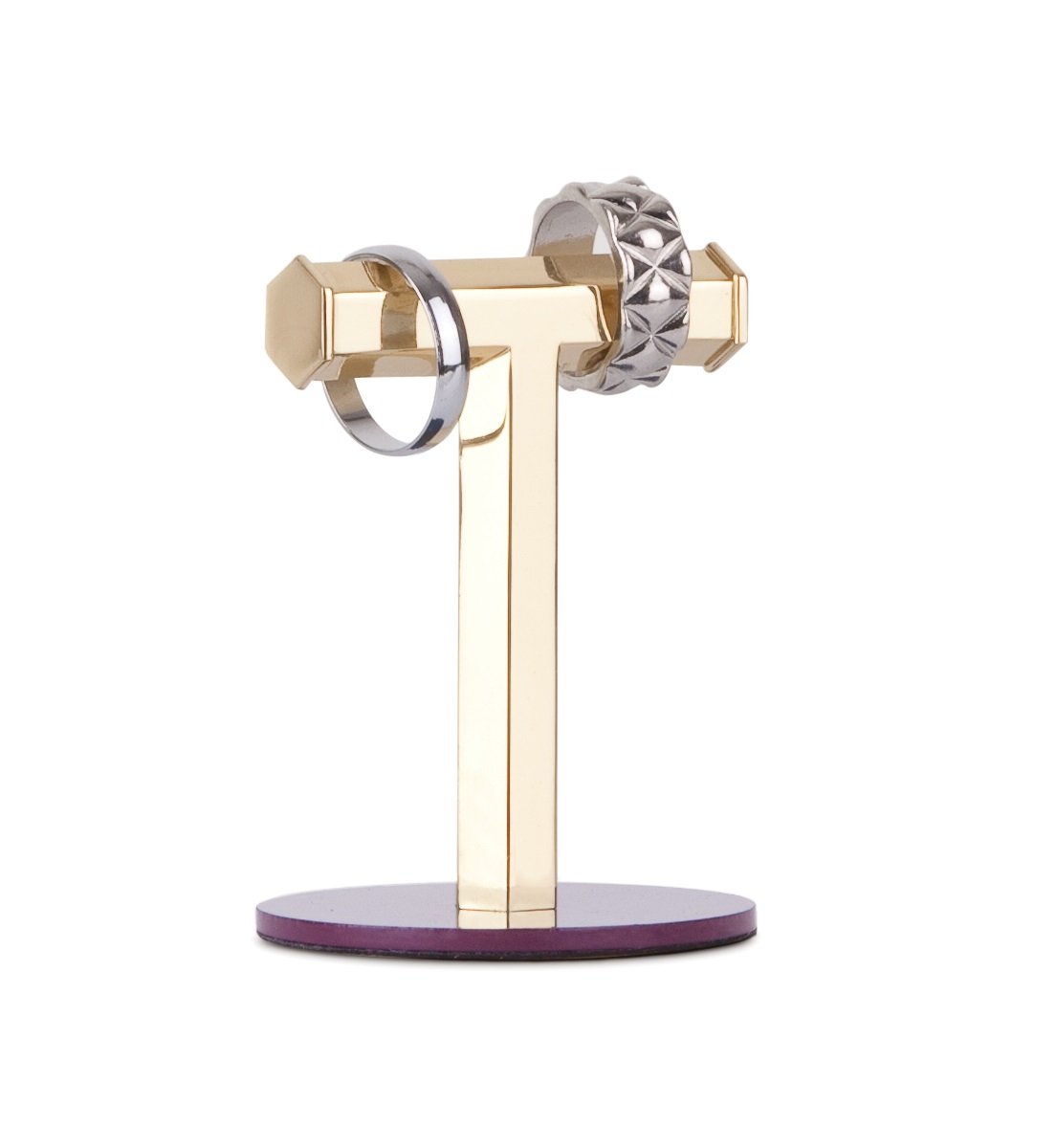 Umbra Geo T Ring Holder, Brass/Aubergine