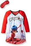Miraculous Lady Bug Girls' Big Nightgown with Eye Mask, red, Medium