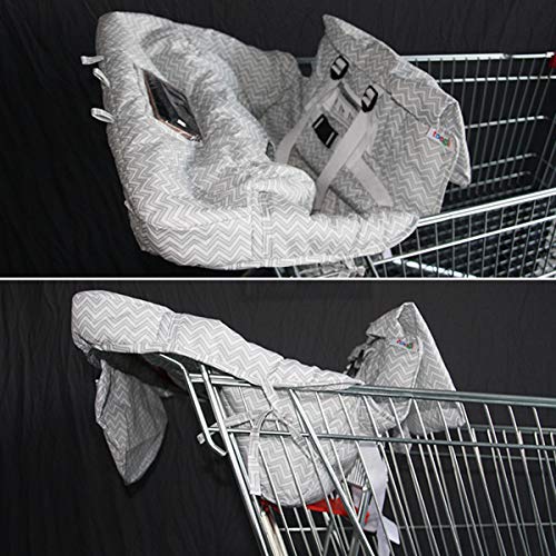 2-in-1 Shopping Cart Cover Mat and High Chair Cover for Baby,Foldable As Bag/Yinuoday Universal Grocery Trolley Cover Cushion Mat with Phone Holder Pocket & Storage Pocket