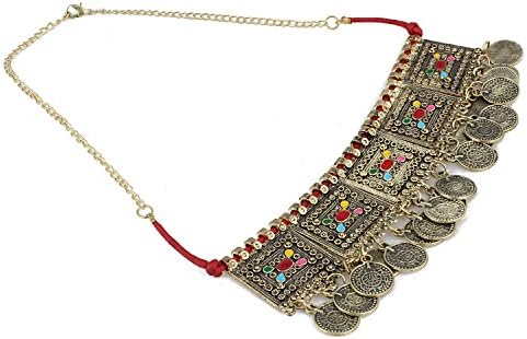 Jewellery Oxidised Silver-Plated Floral Stone-Studded Afghani Necklace by Aradhya
